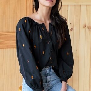 Emerson Fry Frances Blouse - Gold Leaf Black Small